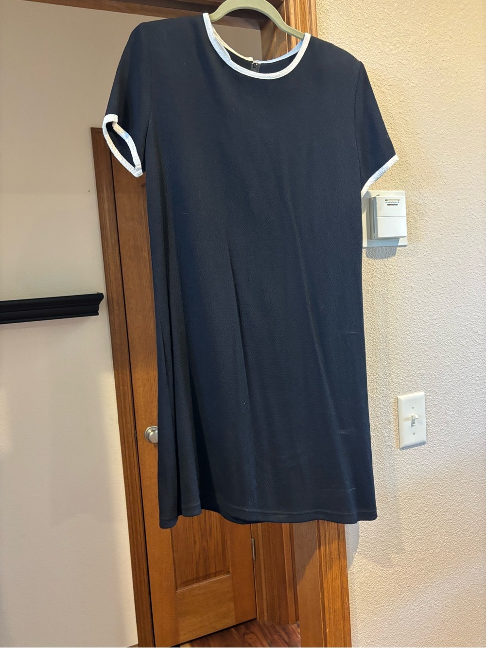 Byer Studio California Shift Dress | Size 12 | Black with White Trim
